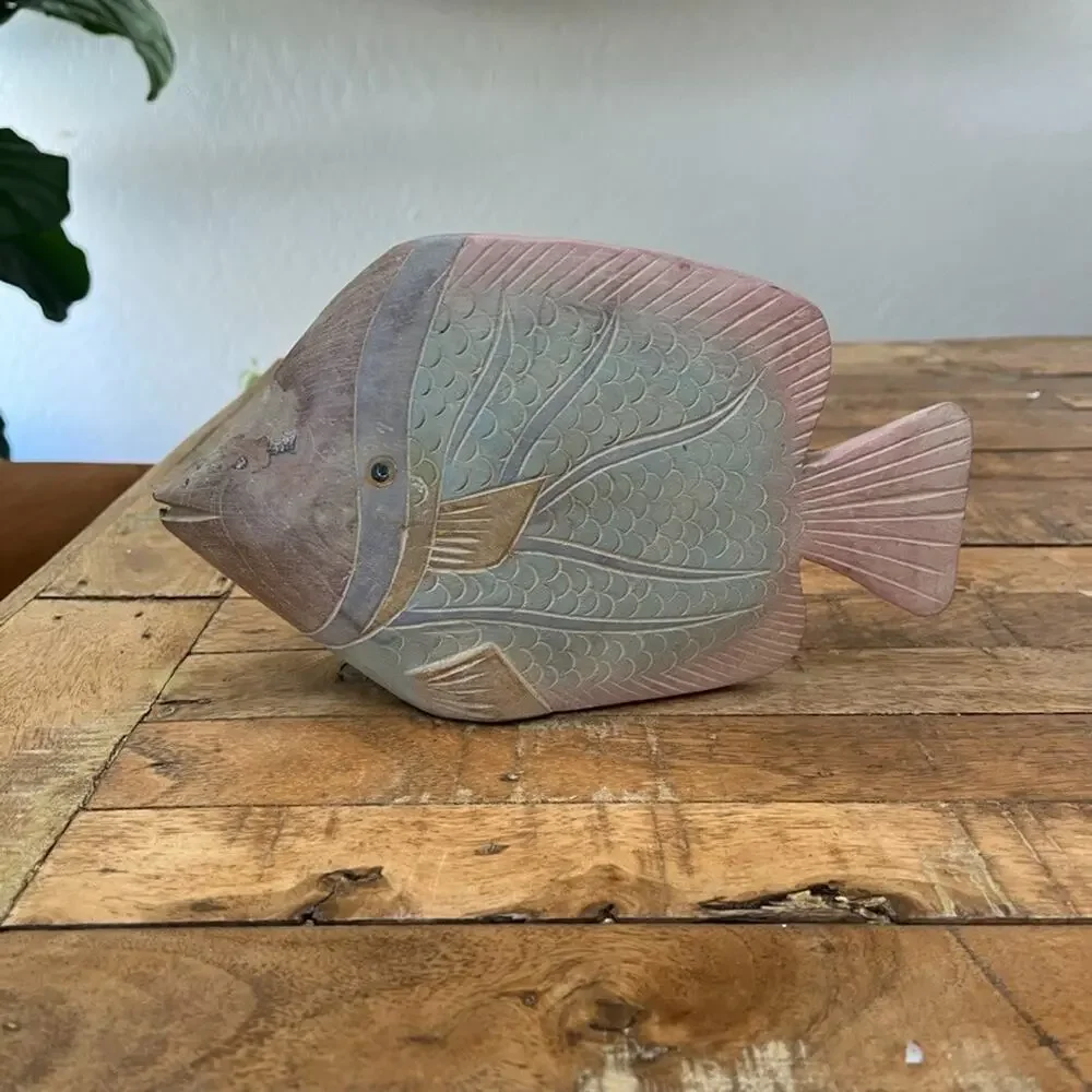 Vintage 1980s Teakwood Tropical Fish Sculpture 10